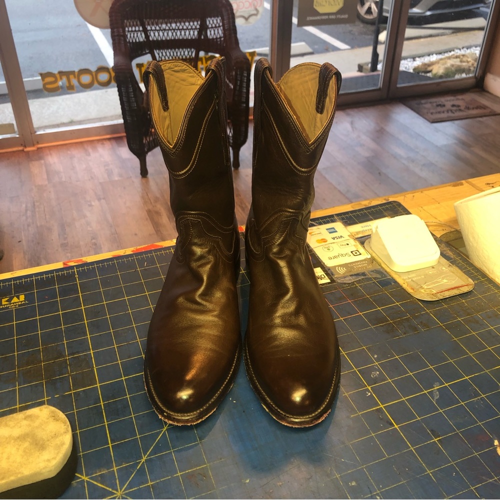 Men’s  Tecovas Brown Calfskin Leather Roper Cowboy Boots Size 9 Medium